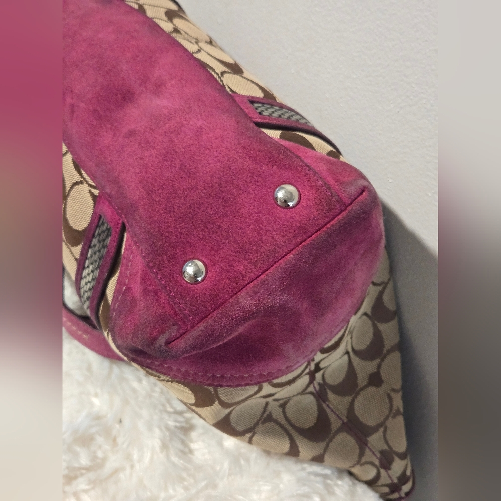 Coach Signature Canvas Tote Bag - Pink and Brown - Picture 6 of 14